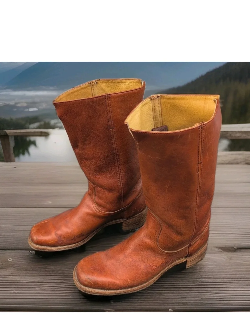 Vtg Frye Boots Mens 13 W Chestnut Brown Leather Campus Riding Western USA 14.5